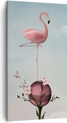 Produktbild von Bild auf Leinwand - Leinwandbild - Flamingo Blume Grafik Illustration - 45x80cm - Wand Bild - Wanddeko - Leinwanddruck - Bilder - Kunstdruck - Leinwand bilder - Wandkunst - PA45x80-3187