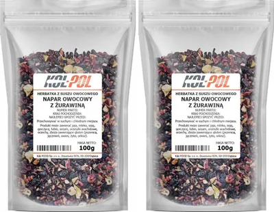 Zdjęcie produktu dla HERBATA OWOCOWA NAPAR Żurawina 200g Naturalna suszona herbatka Kol-Pol