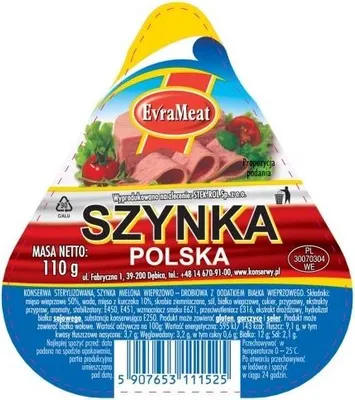 Zdjęcie produktu dla EVRAMEAT szynka polska 110 g