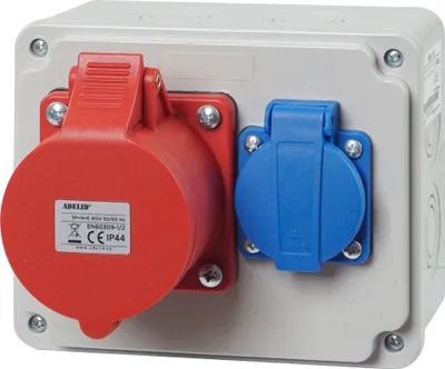 Produktbild von Baustromverteiler Wandverteiler CEE 16A 400V mit 230V Schuko Steckdose Komplett