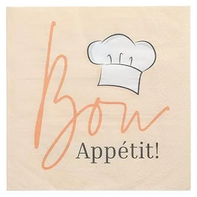 Produktbild von PAPSTAR Servietten 1/4-Falz, 33x33 cm, "Bon Appétit", 3-lagig | Folie (30 Stück)