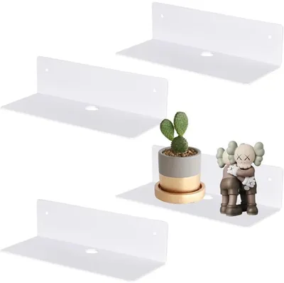 Produktbild von Unyqoos Set mit 4 selbstklebenden Acryl-Wandregalen für Bad, Küche und Schlafzimmer