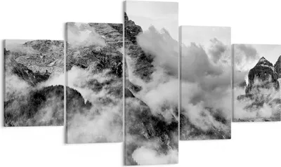 Produktbild von Bild auf Leinwand - Leinwandbild - Berge Nebel Gipfel - 125x70cm - Wand Bild - Wanddeko - Leinwanddruck - Bilder - Kunstdruck - Wanddekoration - Leinwand bilder - Wandkunst - EA125x70-3664