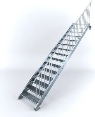 Produktbild von Stahltreppe 15 Stufen bis Höhe 300 cm, Laufbreite : 90 cm Geländer rechts ST 1 (31 / 31 mm)