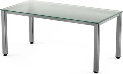 Produktbild von Schreibtisch Executive BxTxH 140x80x73cm Gestell verchromt Platte Glas satiniert.