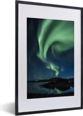 Produktbild von MuchoWow® MuchoWow® Gerahmtes Poster Nordlichter - Landschaft - Norwegen 40x60 cm - Poster mit zchwarzem Bilderrahmen - Poster in Rahmen