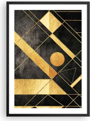 Produktbild von Gerahmtes Poster - Schwarzer Rahmen - Golden Schwarz Figuren - 50x70 cm - Wand Bild - Wanddeko - Wandbilder - Kunstposter - Wandposter - Bilderrahmen - Bilder - Kunstdruck - P2BPA50x70-5089