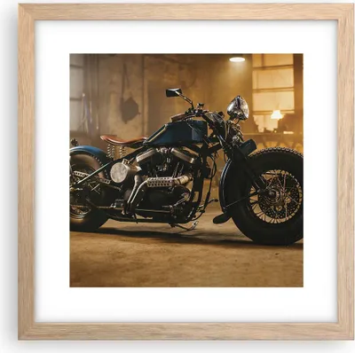 Produktbild von Gerahmtes Poster - Rahmen in heller Eiche - Motorrad Motor - 30x30 cm - Wand Bild - Wanddeko - Wandbilder - Kunstposter - Wandposter - Bilderrahmen - Bilder - Kunstdruck - Wandbild - P2NAC30x30-4233