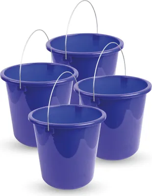 Zdjęcie produktu dla Wiadro (4 sztuki) Wiadro do użytku domowego, 10 litrów, w różnych kolorach. Kolory, wiadro do czyszczenia wykonane z wytrzymałego plastiku, bezpieczne dla żywności, wolne od BPA, wyprodukowane w UE (ciemnoniebieskie)
