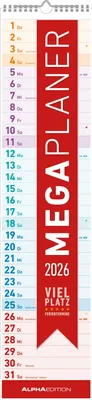 Produktbild von Megaplaner 2026 - Streifen-Kalender 15x64 cm - mit Ferienter