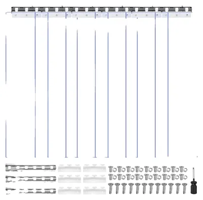 Obrázok produktu pre VEVOR pásová clona, 213,4 cm vysoká x 96,5 cm široká, hrúbka 0,2 cm, 6 kusov priehľadných PVC pásových dverových clôn, clona do mrazničky, plastové dverové pásy s 50 % presahom