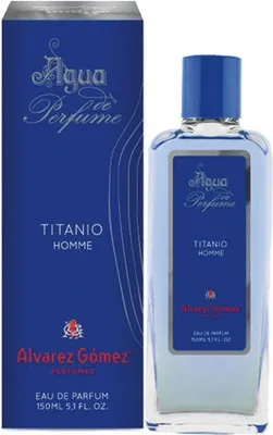 A bottle of perfume and its packaging are displayed against a white background.