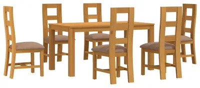 Image de Ensemble de salle à manger vidaXL, 7 pièces, gris, bois massif chêne