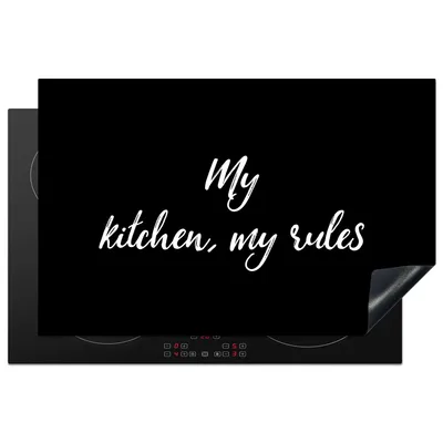 Produktbild von KitchenYeah© Herdabdeckplatte Meine Küche, meine Regeln - Küche - Zitate - Sprichwörter , 81x52cm, Küche Deko, Glaskeramikkochfeld Herdabdeckung, Abdeckplatte fùr Kochfeld
