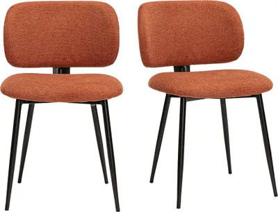 Produktbild von Miliboo - Stühle aus Stoff mit strukturiertem Samteffekt in gebrannter Erde und Schwarzem Metall (2er-Set) ATRIUM