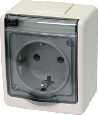 Produktbild von Aufputzsteckdose Rauchglas IP44 16A/250V Schuko Aufputz Feuchtraum Steckdose Grau