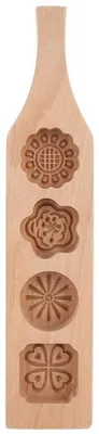 Produktbild von Holz Mondkuchenform mit 4 Blumenformen für Gebäck und Desserts