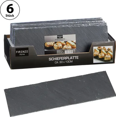 Produktbild von 6er Set Schieferplatte, rechteckig, ca. 30x10 cm