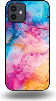 Produktbild von Smartphonica Telefon Fall geeignet für iPhone 12/12 Pro mit Regenbogen Acryl Marmor Druck - TPU Backcover Fall Regenbogen Acryl Marmor Design