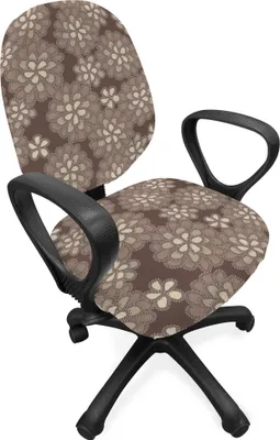 Produktbild von ABAKUHAUS Beige Bürostuhl Schonbezug, Floral-Spitze-Muster Retro, dekorative Schutzhülle aus Stretchgewebe, Mehrfarbig