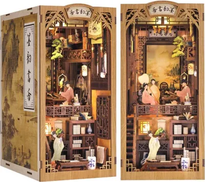 Zdjęcie produktu dla Habarri | DIY Book Nook - Altana Białej Orchidei - Puzzle 3D - Zestaw Miniaturowego Domu z Meblami i Oświetleniem LED - Do Dekoracji Półki - Prezent
