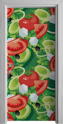 Produktbild von Tür Selbstklebende 90x210 cm Türfolie Türtapete Klebefolie - Kopfsalat Tomaten Salat