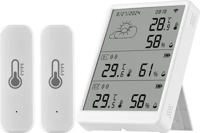 Zdjęcie produktu dla WiFi Inteligentny monitor temperatury i wilgotności z czujnikiem APP Zdalne sterowanie Cyfrowy czujnik temperatury i wilgotności Monitorowanie w czasie rzeczywistym Sterowanie głosowe w domu Sypialnia Szklarnia Garaż