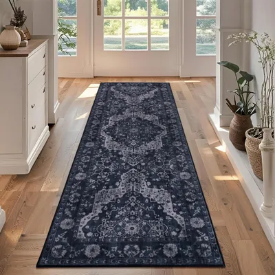 Obrázok produktu pre Vintage koberec Loper, 60 x 180 cm, tmavomodrej farby