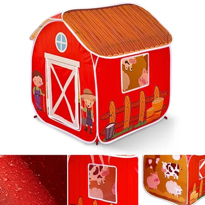 Produktbild von Kinder Spielzelt Bauernhof, 86x86x95 cm, Pop-up Zelt, Innen & Außen, Tragbar, Spielhaus für Babys, Kinderspielzelt, Outdoor Zelt