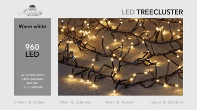 Productafbeelding van 1,9-2,2m treecluster 12,5m/960led warm wit Anna's collection