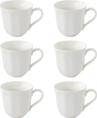 Produktbild von 6er Set Becher Tassen ELITE WHITE weiß rund 350ml aus Porzellan Easy Life