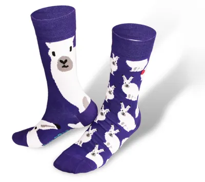 Produktbild von UnaBux Uni Socken Lama & Hase Lila 36–40 Lustige Motivsocken mit Tiermotiv