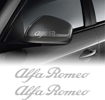 Image de Autocollants Alfa Romeo, logo officiel, police d'écriture, couleur argentée, 10 cm, lot de 2