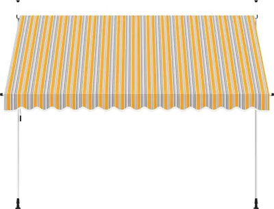 Image de vidaXL Store rétractable manuel 350 cm jaune/bleu rayé