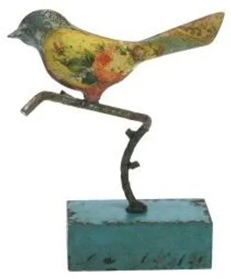 Image de "Meander Vogeltje" : figurine d'oiseau en métal, sur un pied, dimensions 12x4x17 cm