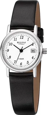 Produktbild von Regent Leder Damen Uhr F-827 Quarzuhr Armband schwarz D2URF827