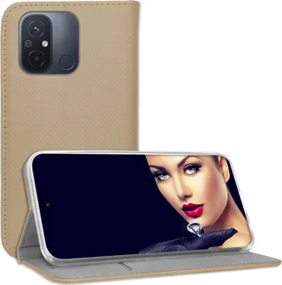 Produktbild von Bookstyle Schutzhülle Klapphülle Schutztasche Etui Cover für Xiaomi Redmi 12C (6.71'') - Gold