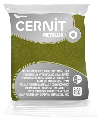 Produktbild von Cernit Polymer Clay Metallic Polymer-Ton Green Gold 56 g