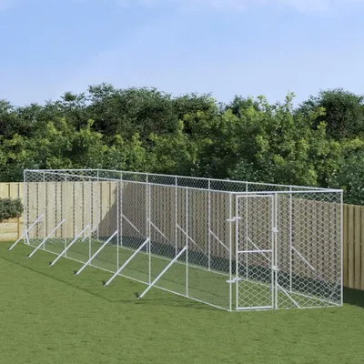 Produktbild von The Living Store Outdoor-Hundezwinger Silbern 2x14x2 m Verzinkter Stahl