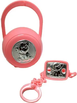 Produktbild von Schnullerkette und Halter-Set mit rosa Elefantenmotiv