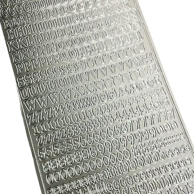 Produktbild von Dekorativer Aufkleber - kleine Buchstaben und Zahlen in Silber
