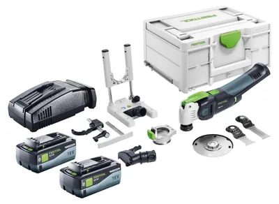 Obrázek produktu pro Festool VECTURO OSC 18 E-Basic Set akumulátorová kmitací pila 18 V Starlock Max Brushless + 2x akumulátor 8,0 Ah + rychlonabíječka + systainer