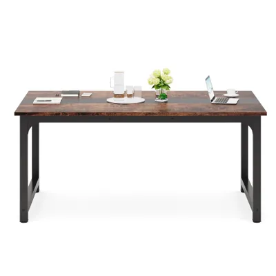Produktbild von Tribesigns Moderner Computertisch, 160 x 80 cm großer Bürotisch Computertisch Studie Schreibtisch Arbeitsplatz für Home Office, Rustikal/Schwarz