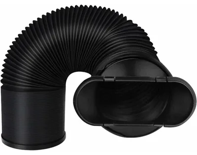 Produktbild von Schwarzer, ausziehbarer Abluftschlauch fš¹r tragbare Klimaanlagen mit Flachanschluss, flexibles PVC, Durchmesser 15 cm, L?nge 22 cm bis 150 cm.