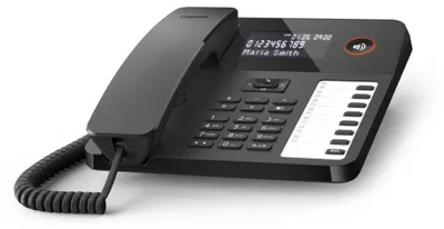 Produktbild von Gigaset DESK 600, Analoges Telefon, Kabelgebundenes Mobilteil, 100 Eintragungen, Anrufer-Identifikation, Schwarz