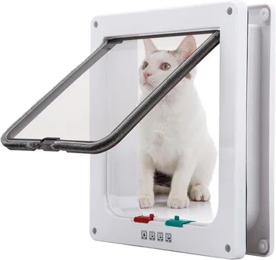 Produktbild von Famanu Katzenklappe mit 5-Wege-Verriegelung - Einfache Installation für Haustiere