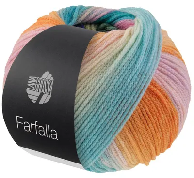 Produktbild von Lana Grossa - Farfalla 0007 türkis, zitrusgelb, pink, flieder, lila, altrosa, graugrün, zartgrün, dunkelgrün, orange