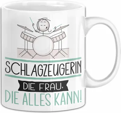 Produktbild von Schlagzeugerin Geschenk Tasse Becher Die Frau Die Allen Kann Geschenkidee für eine Schlagzeugerin Lustig (Weiß)