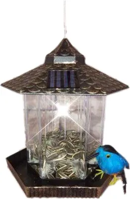 Produktbild von Vogelfutterhaus Nessa Metallic Gold mit Solarpanel