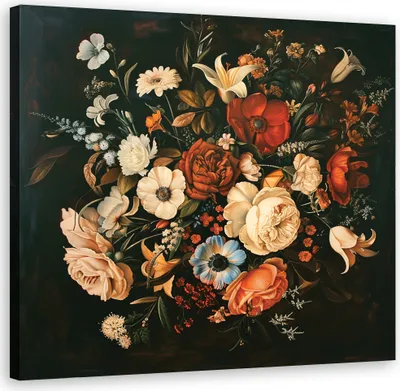 Produktbild von Leinwandbild Kwiaty Retro Vintage 40x40 Feeby Beige bild für die wand bereit zum aufhängen